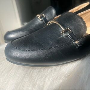 Black Memory Foam Leather Loafers - size 10